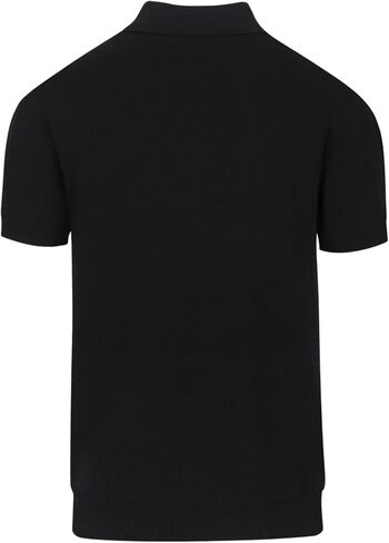 قمصان OXKNIT للرجال بأكمام قصيرة وأزرار سفلية كلاسيكية محبوكة ومطرزة على شكل قلب، قميص بولو أسود in Kuwait