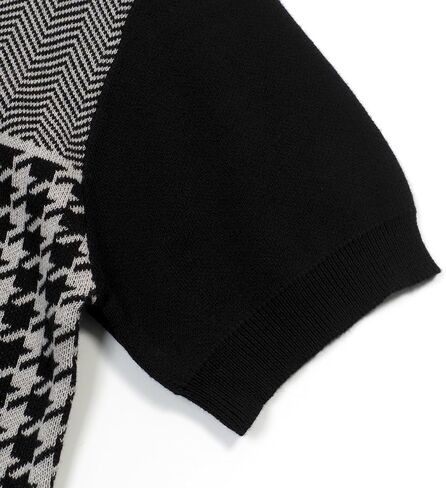 قمصان OXKNIT للرجال بأكمام قصيرة وأزرار سفلية كلاسيكية محبوكة ومطرزة على شكل قلب، قميص بولو أسود in Kuwait