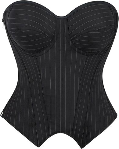 VEENDEO Women's Steampunk Gothic Elegant Strapless Lace Up Corset Bustier Bra Lingerie Side Zipper Burlesque Vintage in Saudi Arabia