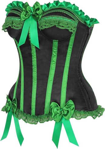 Daisy corsets Women's Daisy Corsets Womens 2 Pc Burlesque Green/Black Steel Boned Corset & Bloomers - Plus Size in Kuwait