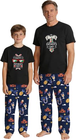 MI X TEE Daddy and Me Outfits, Gamer Style Dad and Me Shirts and Pants, Father Son Short Sleeve Pjs Set in Saudi Arabia
