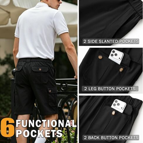 Msmsse Men's Cargo Shorts with Pockets Casual Loose Fit Cotton Elastic Waist Outdoor Workout Fishing Shorts for Men in Saudi Arabia