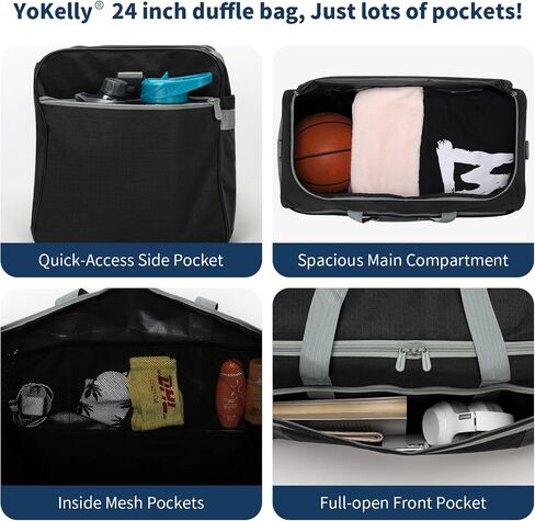 Men's 65L Gym Bag with Wet Pocket and Shoe Compartment- 24"x12.5"x13" Large Sports Duffle Bag for Gym Travel - Black in Saudi Arabia