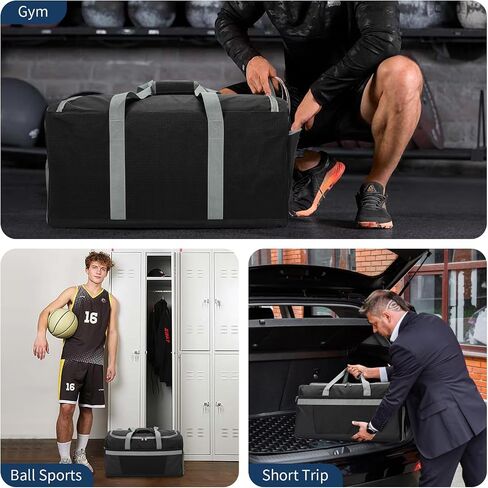 Men's 65L Gym Bag with Wet Pocket and Shoe Compartment- 24"x12.5"x13" Large Sports Duffle Bag for Gym Travel - Black in Saudi Arabia