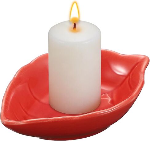 uxcell Ceramic Candle Holder Plates, 4.3 x 3'' Leaf Shaped Candlestick Holder Decorative Dish Small Candle Plate for Tea Light Aromatherapy Wedding Rustic Vintage Home, Light Green in Kuwait
