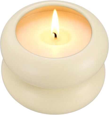 حامل شموع ضوء الشاي بيبل من uxcell، ارتفاع 2.2 سم حامل شموع تيلايت مصنوع يدويًا من السيراميك ديكور منزلي مهدئ لطاولة الزفاف المركزية، أسود in Kuwait
