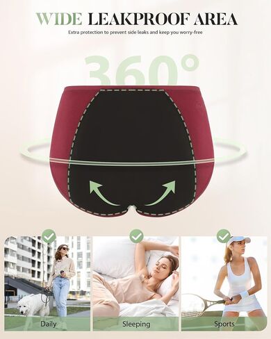 TANSTC Period Underwear for Women Heavy Flow Leakproof Panties Teens High Waisted Menstrual Postpartum Hipster Briefs -3 Pack in Kuwait