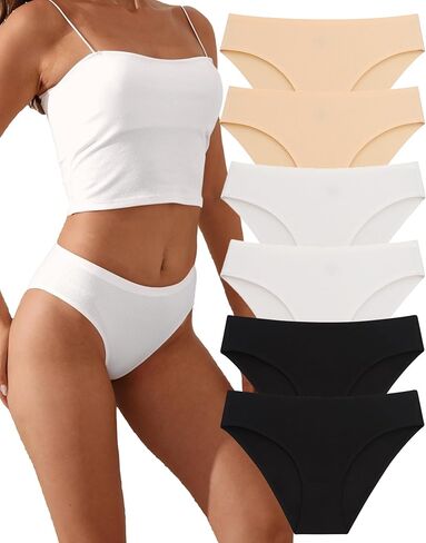 Women's Seamless Underwear Stretch Bikini Panties No Show Invisible Hipster XS to 3XL 6 Pack in Kuwait