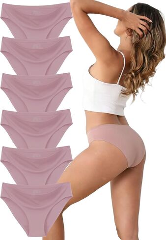 Women's Seamless Underwear Stretch Bikini Panties No Show Invisible Hipster XS to 3XL 6 Pack in Kuwait