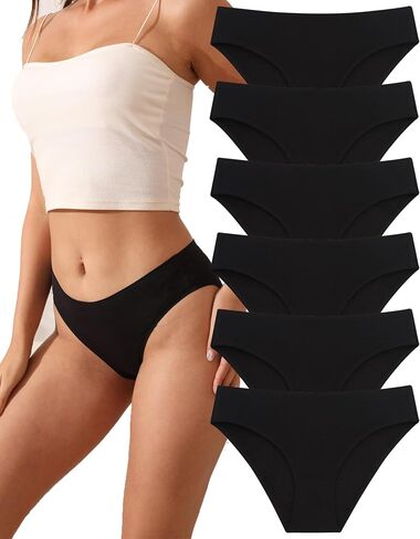 Women's Seamless Underwear Stretch Bikini Panties No Show Invisible Hipster XS to 3XL 6 Pack in Kuwait