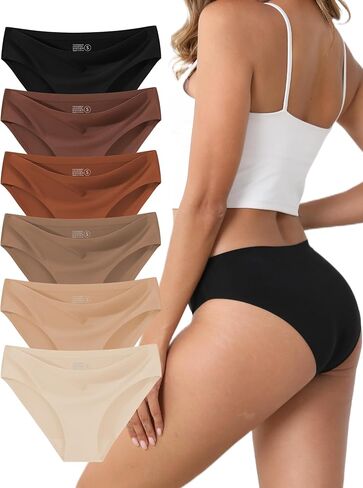 Women's Seamless Underwear Stretch Bikini Panties No Show Invisible Hipster XS to 3XL 6 Pack in Kuwait
