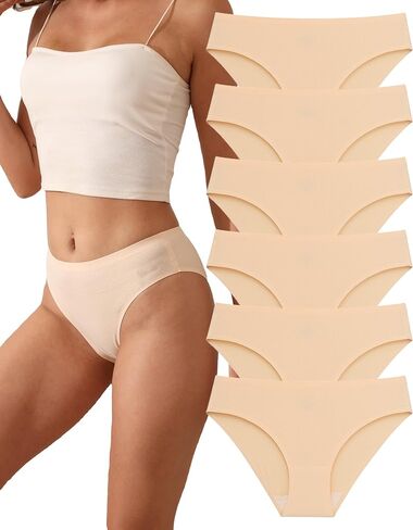 Women's Seamless Underwear Stretch Bikini Panties No Show Invisible Hipster XS to 3XL 6 Pack in Kuwait