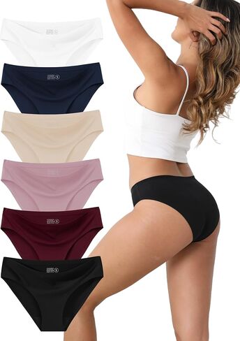 Women's Seamless Underwear Stretch Bikini Panties No Show Invisible Hipster XS to 3XL 6 Pack in Kuwait