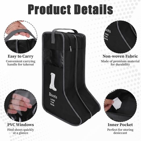 2 Pack Boot Storage Bag, Portable Dust Proof Boot Bags for Cowboy Boots, Shoe Cover Protector Bag for Boots Storage and Organizer Packing, Tall Boot Storage Carry Bag for Travel and Daily Use in Kuwait