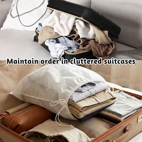10 PCS White Non-Woven Shoe Storage Bags, Dust Bags for Purses, Travel Shoe Storage-Bag, Breathable Dust-proof Bag, Cloth Storage Pouch, Bag-Covers for Purse, Shoes (2 Sizes) in Kuwait