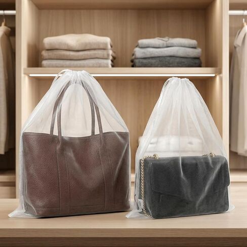 10 PCS White Non-Woven Shoe Storage Bags, Dust Bags for Purses, Travel Shoe Storage-Bag, Breathable Dust-proof Bag, Cloth Storage Pouch, Bag-Covers for Purse, Shoes (2 Sizes) in Kuwait