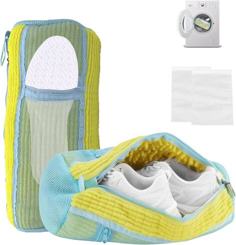 2 In 1 Shoe Washing Machine Bag,Upgrade with Mesh Insole Slot,Laundry Bag for Washer and Dryer,Drying,Shoes Machine Cleaner,for All Shoe Types in Kuwait