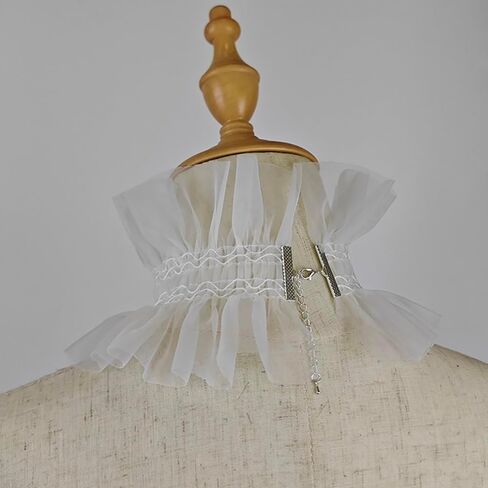 Victorian Ruffle Collar for Women Gothic Vampire Costume Accessory Detachable Renaissance Neck Ruffle with Gemstone in Saudi Arabia