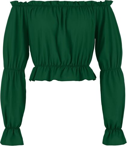 FEOYA Renaissance Peasant Blouses for Women Off Shoulder Long Sleeve Cropped Top Pirate Shirt Ren Faire Medieval Costume in Kuwait