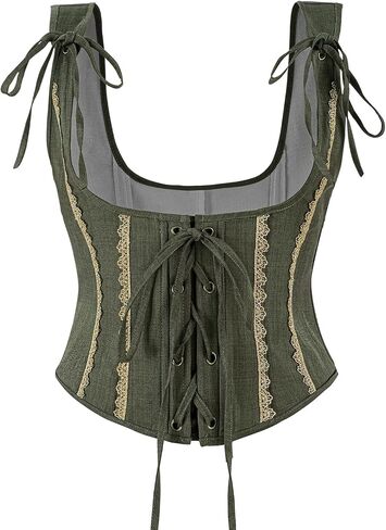 Renaissance Corset Women Lace Up Ren Faire Corset Tops Medieval Peasant Overbust Bustier Bodice in Saudi Arabia