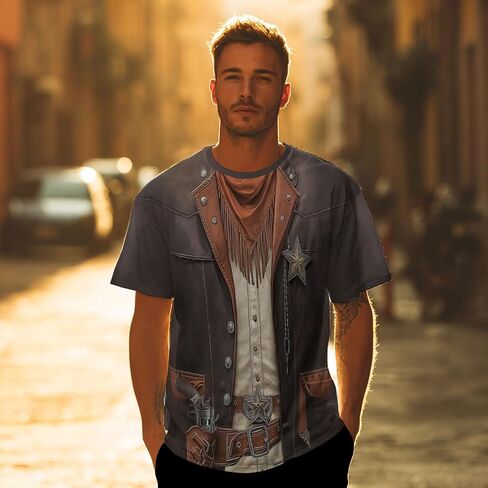 Men’s Halloween Costume T Shirt 3D Graphic Tee Funny Short Sleeve Crew Neck Shirt for Party Cosplay in Saudi Arabia