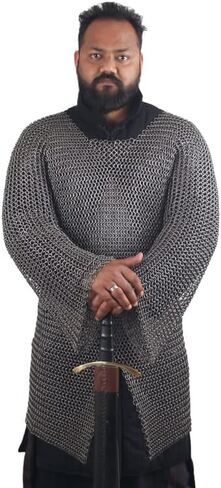 THE MEDIEVALS 10 MM ID Butted Chainmail Hauberk Full Sleeve Shirt Mild Steel in Kuwait