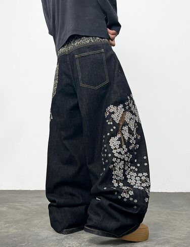 Men's Y2k Baggy Jeans Wide Leg Skater Pants Loose Fit Denim Pantalones Loose Long Trousers Streetwear Rock in Kuwait