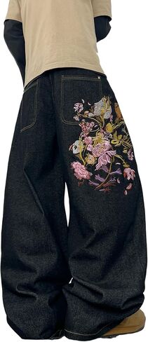 Men's Y2k Baggy Jeans Wide Leg Skater Pants Loose Fit Denim Pantalones Loose Long Trousers Streetwear Rock in Kuwait
