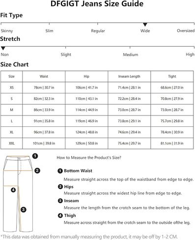 DFGIGT Hip Hop Baggy Jeans for Men with Hole Distressed Wide Leg Skater Jeans Loose Fit Denim Pants Streetwear in Kuwait