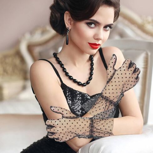 8 Pairs Black Lace Gloves for Women, Elegant Lace Gloves, Elegant Short Lace Gloves for Tea Party Halloween Opera Banquet Masquerade Costume in Saudi Arabia