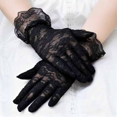 8 Pairs Black Lace Gloves for Women, Elegant Lace Gloves, Elegant Short Lace Gloves for Tea Party Halloween Opera Banquet Masquerade Costume in Saudi Arabia