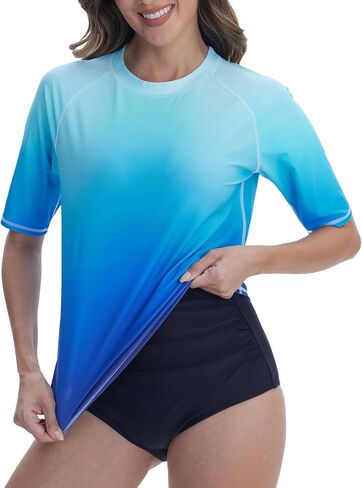 Women's UPF 50+ Rash Guard Short Sleeve Swim Shirt Quick Dry Water Surf Top Bathing Suit T Shirt Top Only in Kuwait