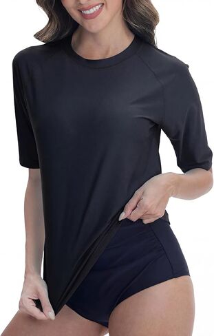 Women's UPF 50+ Rash Guard Short Sleeve Swim Shirt Quick Dry Water Surf Top Bathing Suit T Shirt Top Only in Kuwait