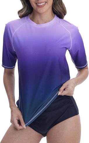 Women's UPF 50+ Rash Guard Short Sleeve Swim Shirt Quick Dry Water Surf Top Bathing Suit T Shirt Top Only in Kuwait