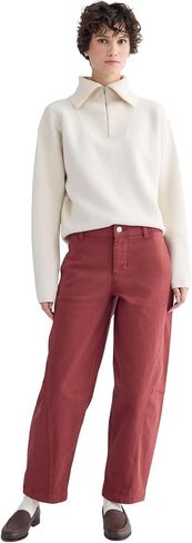 بنطلون نسائي من Everlane ذو درزات ملتوية | بنطلون ساق برميل مطاطي من القطن العضوي in Kuwait