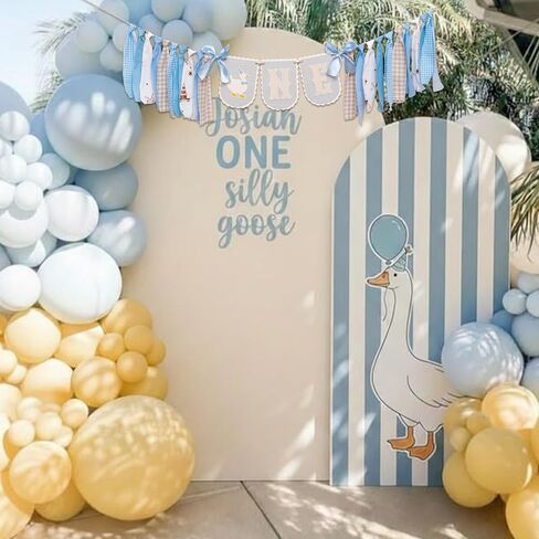 Goose ONE High Chair Banner for 1st Birthday - Blue Gingham Fabric Tassel Bunting for Baby Boy First Birthday Party Decor. in Saudi Arabia