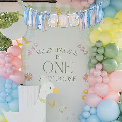 Goose ONE High Chair Banner for 1st Birthday - Blue Gingham Fabric Tassel Bunting for Baby Boy First Birthday Party Decor. in Saudi Arabia