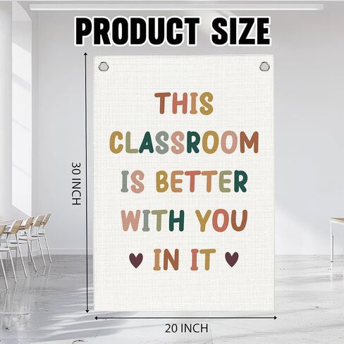 Boho Classroom Decor Cute Neutral Classroom Must Haves Wall Decor Back to School Signs Classroom Decorations This Classroom Is Better With You In It Wall Hanging Banner Decor 20x30 Inch in Saudi Arabia