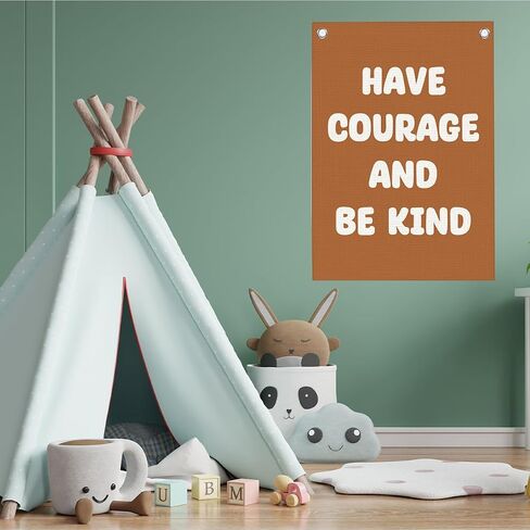 Boy Nursery Decor Playroom Decor Have Courage and Be Kind Linen Banner Wall Hanging Banner Flag Decoration for Nursery Playroom Toddler Room Boys Kids Room Decoration 20x30 Inch in Saudi Arabia