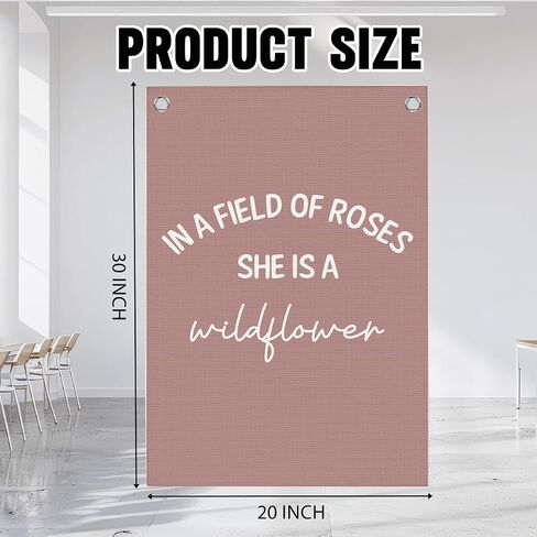 Pink Wildflower Nursery Girls Room Decor Classroom Decorations Kids Room Little Girl Baby Girl Decor Pink Linen Banner Wall Hanging Flag In a Field Full of Roses She Is a Wildflower 20x30 Inch in Saudi Arabia