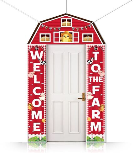 CUTHOLLOW 3Pcs Welcome to the Farm Door Banner, Farm Animal Fence Theme Party Decorations Hanging Porch Sign Banner for Animal Photo Backdrop Birthday Party Supplies in Kuwait