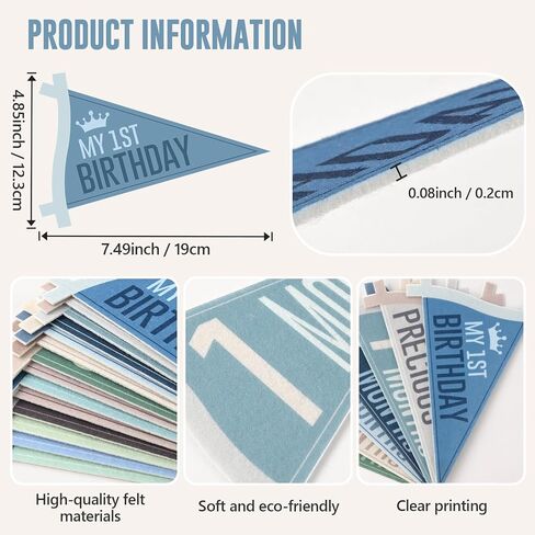 14 Pcs Baby Monthly Milestone Signs Pennant Flags, Hello World Newborn Announcement Sign, Felt Baby Months Signs Photoshoot Props for Boy Girl Newborn Birthday Party Nursery Decor in Saudi Arabia
