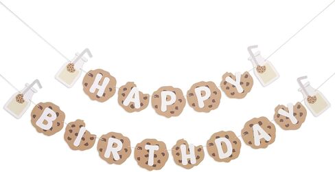 MILK AND COOKIES HAPPY BIRTHDAY BANNER, FOOD THEME PARTY DECORATIONS, FUN BABY SHOWER BANNER, IF YOU GIVE A MOUSE A COOKIE, MONSTER BIRTHDAY DECORATION PARTY PHOTO PROPS in Saudi Arabia