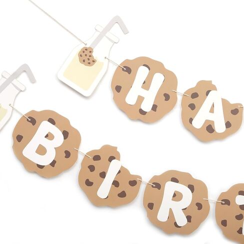 MILK AND COOKIES HAPPY BIRTHDAY BANNER, FOOD THEME PARTY DECORATIONS, FUN BABY SHOWER BANNER, IF YOU GIVE A MOUSE A COOKIE, MONSTER BIRTHDAY DECORATION PARTY PHOTO PROPS in Saudi Arabia