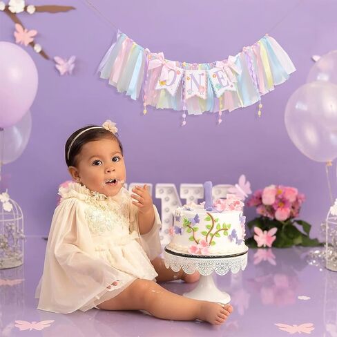1st Birthday High Chair Banner for Girls - Pastel Macaron Tulle Banner with Cute Bird Design, Colorful Floral Highchair Banner, This Bird Is One Party Decoration, this chick is one birthday decorations in Saudi Arabia
