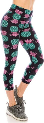 Eevee Women's Comfort Stretch Soft Solid Print 3" High Waist Band Active Capri Yoga Pants Leggings in Saudi Arabia