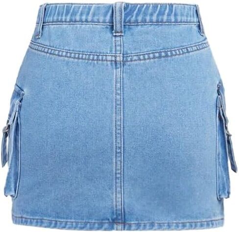 Nivne Tco Teen Girls Cargo Denim Skirt - High Waist 5 Pocket Utility Skirt with Zipper Fly Light Wash Jean Mini Skirt in Kuwait