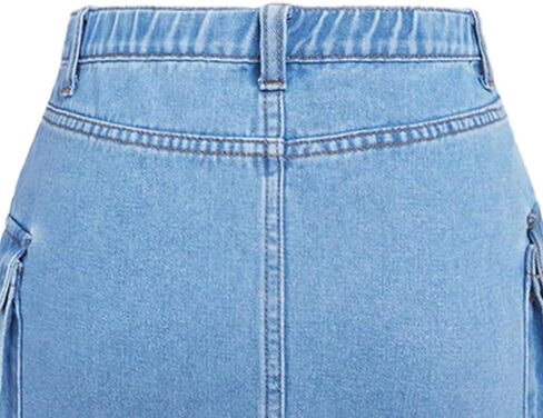 Nivne Tco Teen Girls Cargo Denim Skirt - High Waist 5 Pocket Utility Skirt with Zipper Fly Light Wash Jean Mini Skirt in Kuwait