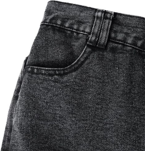 Nivne Tco Tween Girls Denim Skorts Fashion Asymmetrical and Buttons Elastic Waist Black Jean Shorts with Four Pockets in Kuwait