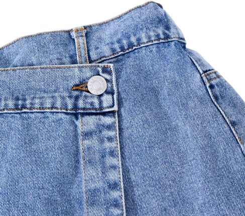 Nivne Tco Teen Girls Asymmetrical Denim Skorts Distressed Denim Skirt with Shorts Casual Blue Elastic Waist Jean Shorts in Kuwait